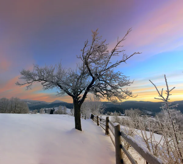 Nascer Sol Nas Montanhas Inverno Nascer Sol Nas Montanhas Dos — Fotografia de Stock