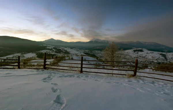 Valle Montañoso Los Cárpatos Cubierto Nieve Fresca Paisaje Majestuoso Ucrania — Foto de Stock