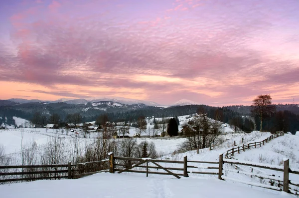 喀尔巴阡山山谷覆盖着新鲜的雪 雄伟的景观 乌克兰欧洲 — 图库照片