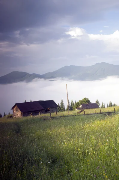 Večer horské plošině krajina (karpatský, Ukrajina) — Stock fotografie