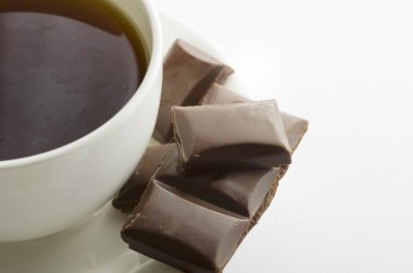 Koyu çikolata ile sıcak çay