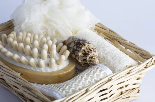 Ambiente de spa de saúde sobre fundo branco — Fotografia de Stock