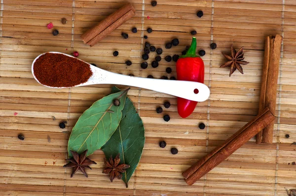 Spices. Spice in Wooden background. Herbs. — Stock Photo, Image