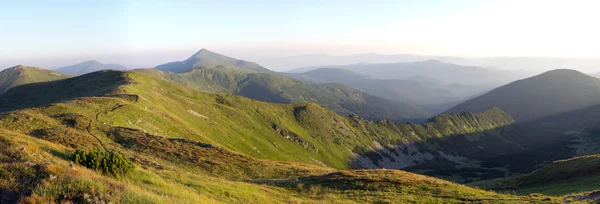 多雾的早晨山腰 （喀尔巴阡山、 乌克兰) — 图库照片