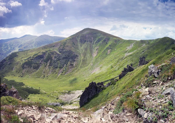 霧の深い朝山 (カルパティア山, ウクライナ) — ストック写真