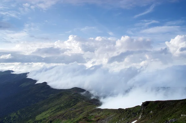 Mattina nebbioso fianco della montagna (Carpazi Mt, Ucraina ) — Foto Stock