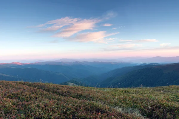 Kvällen berg platå landskap (Karpaterna, Ukraina) — Stockfoto