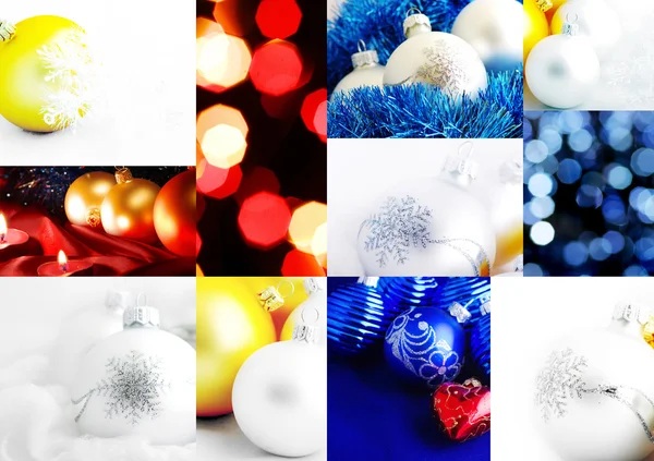 Collage aus Christbaumschmuck — Stockfoto