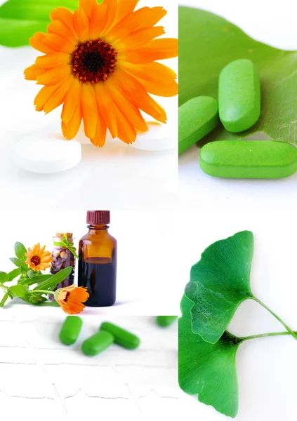 Various homeopathy related images in a collage — Stock Photo, Image