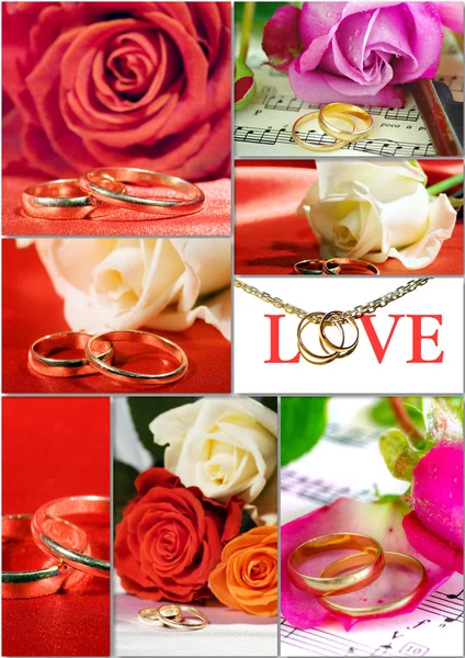 Collage Saint Valentin avec des roses — Photo