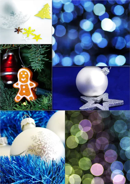 Collage van mooie kerstversiering voor tabel — Stockfoto