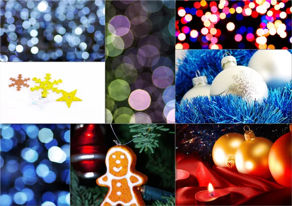 Collage aus feiner weihnachtlicher Tischdekoration — Stockfoto