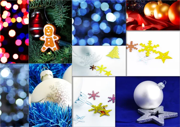 Collage of fine Christmas table decorations — Stock Photo, Image