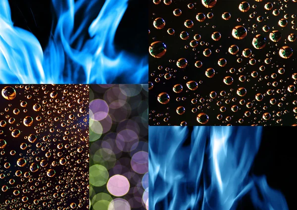 Vatten, cirkulär reflektion och blå eld bakgrund — Stockfoto