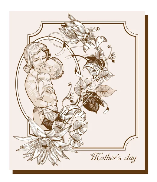 Cartão postal Dia da Mãe — Vetor de Stock