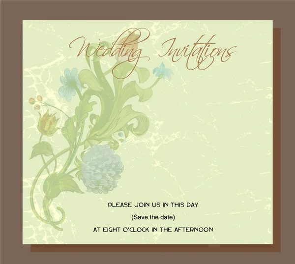 Invitation de mariage avec imprimé floral — Image vectorielle