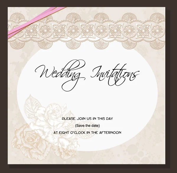 Invitación de boda decorada con rosas — Vector de stock