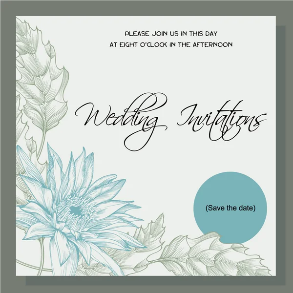 Invitation de mariage avec imprimé floral — Image vectorielle