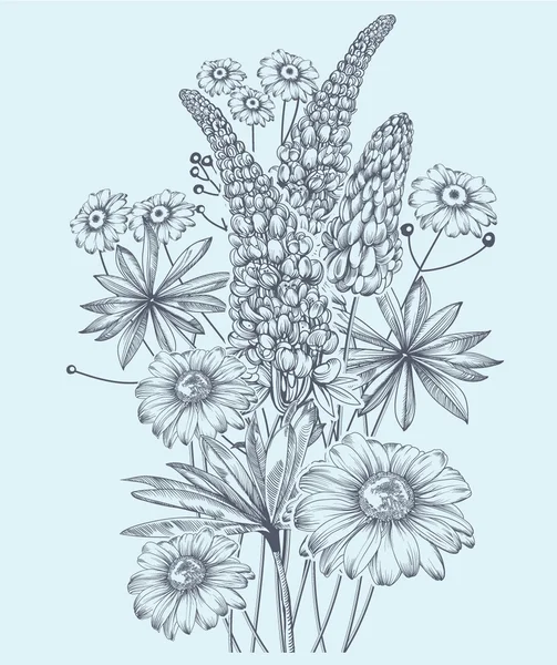 Букет полевых цветов — стоковый вектор