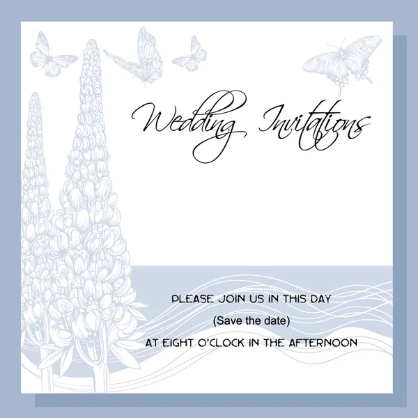 Invitation de mariage avec imprimé floral — Image vectorielle