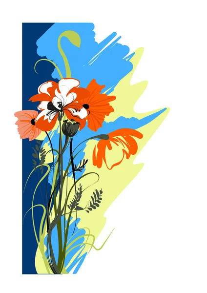 Sebuah karangan bunga poppy - Stok Vektor