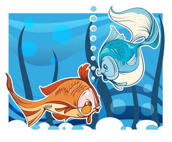 Dos peces en un acuario — Vector de stock