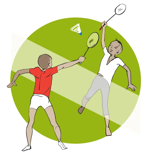 Vector afbeelding van kinderen spelen badminton — Stockvector