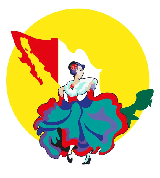 Les femmes dans la robe nationale mexicaine — Image vectorielle