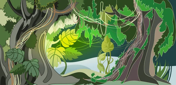 Imagen vectorial del bosque tropical — Vector de stock
