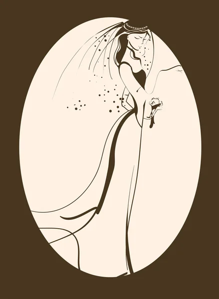 美术素描的美丽年轻的新娘 — 图库矢量图片