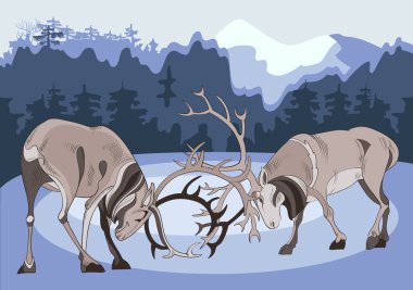 Beating two deer  clipart