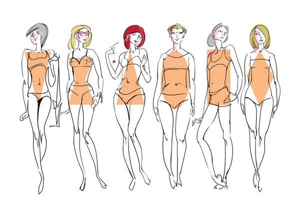 Tipos de cuerpo femenino . — Vector de stock