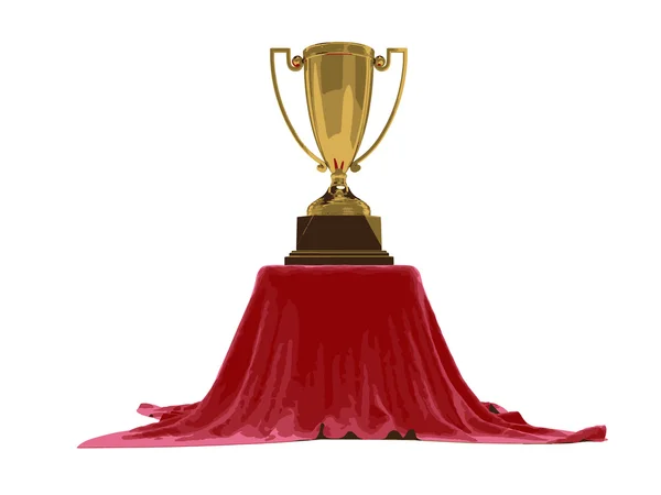 Imagen Vecror de mantel cubierto con copa de trofeo — Vector de stock