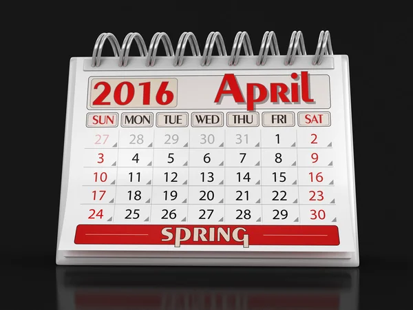 Kalender - April 2016 (inkl. Schnittweg)) — Stockfoto