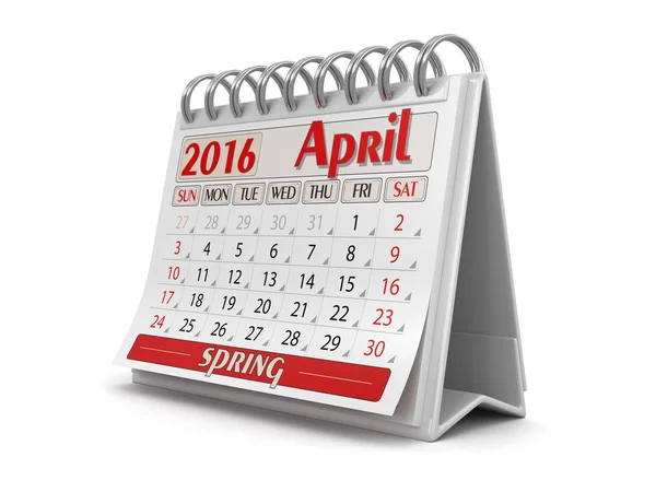 Kalender - April 2016 (inkl. Schnittweg)) — Stockfoto