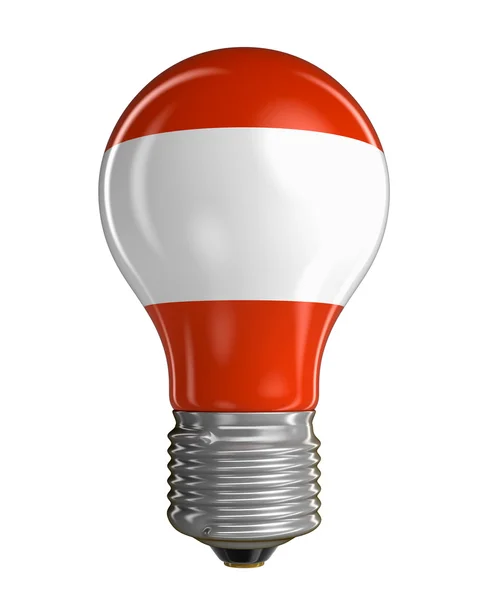 Glödlampa med österrikiska flaggan. Bild med urklippsbana — Stockfoto