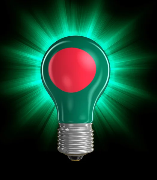 Ampoule avec drapeau du Bangladesh. Image avec chemin de coupure — Photo