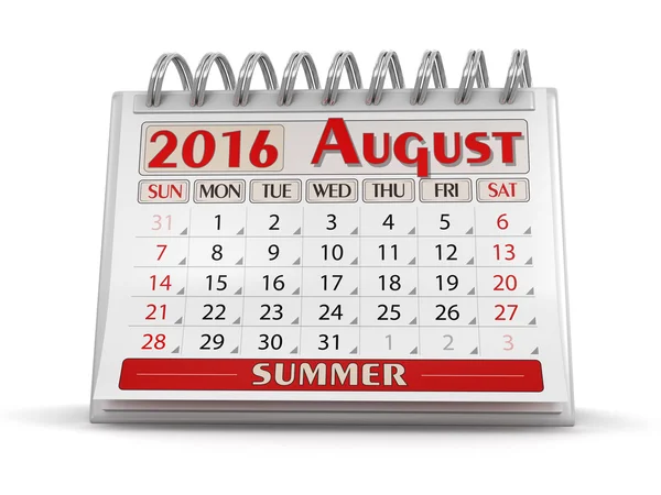 Takvim - Ağustos 2016 (dahil kırpma yolu) — Stok fotoğraf