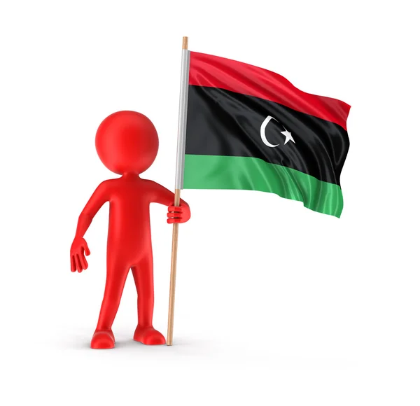 男とリビアの国旗。クリッピング パスとイメージ — ストック写真