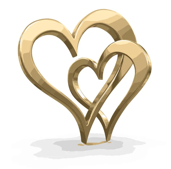 Два связанных сердца — стоковый вектор
