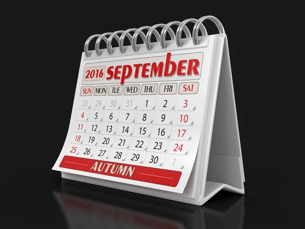 Calendar -  September 2016 (clipping path included) — Stock Photo, Image