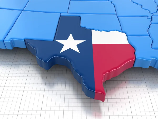 Map of Texas state with flag. Image with clipping path. — Stock Photo, Image