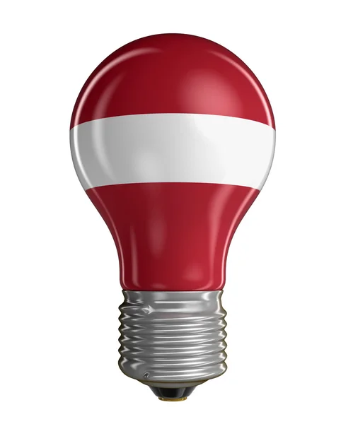 Glühbirne mit lettischer Flagge. Bild mit Ausschnittspfad — Stockfoto