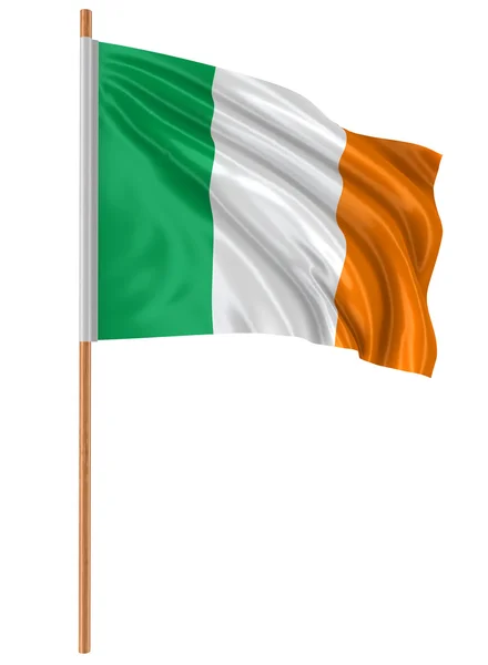 3D irische Flagge mit Oberflächenstruktur aus Stoff. weißer Hintergrund. — Stockfoto