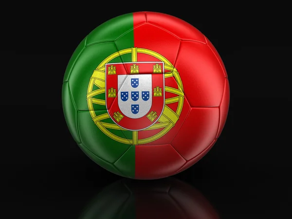 Calcio calcio con bandiera portoghese. Immagine con percorso di ritaglio — Foto Stock