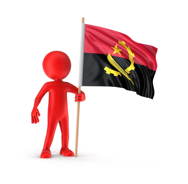 Mann und Angola-Fahne. Bild mit Ausschnittspfad — Stockfoto