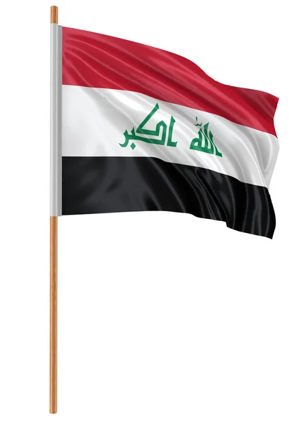 3D Iraqi flag with fabric surface texture. White background. — Stock Photo, Image