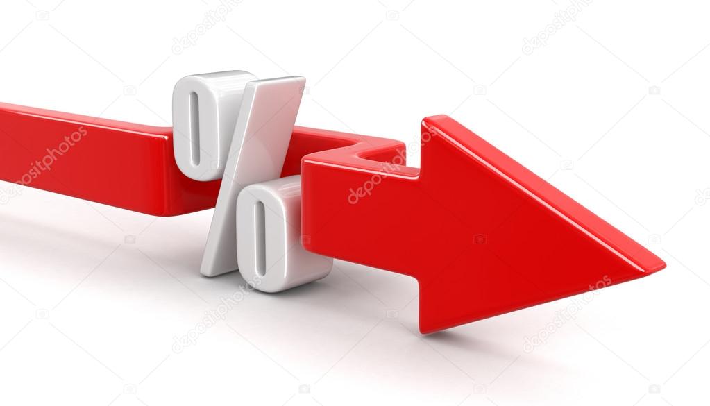 Percent Symbol with arrow. Image with clipping path