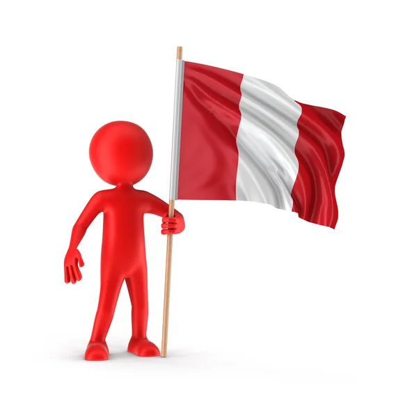 Man and Peruvian flag. Image with clipping path — Stock Photo, Image
