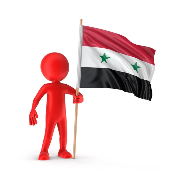 Homme et drapeau syrien. Image avec chemin de coupure — Photo